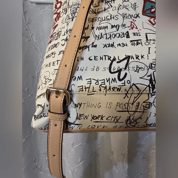 DKNY Urban Graffiti Backpack with Red and Black Accents - Picture 4 of 6